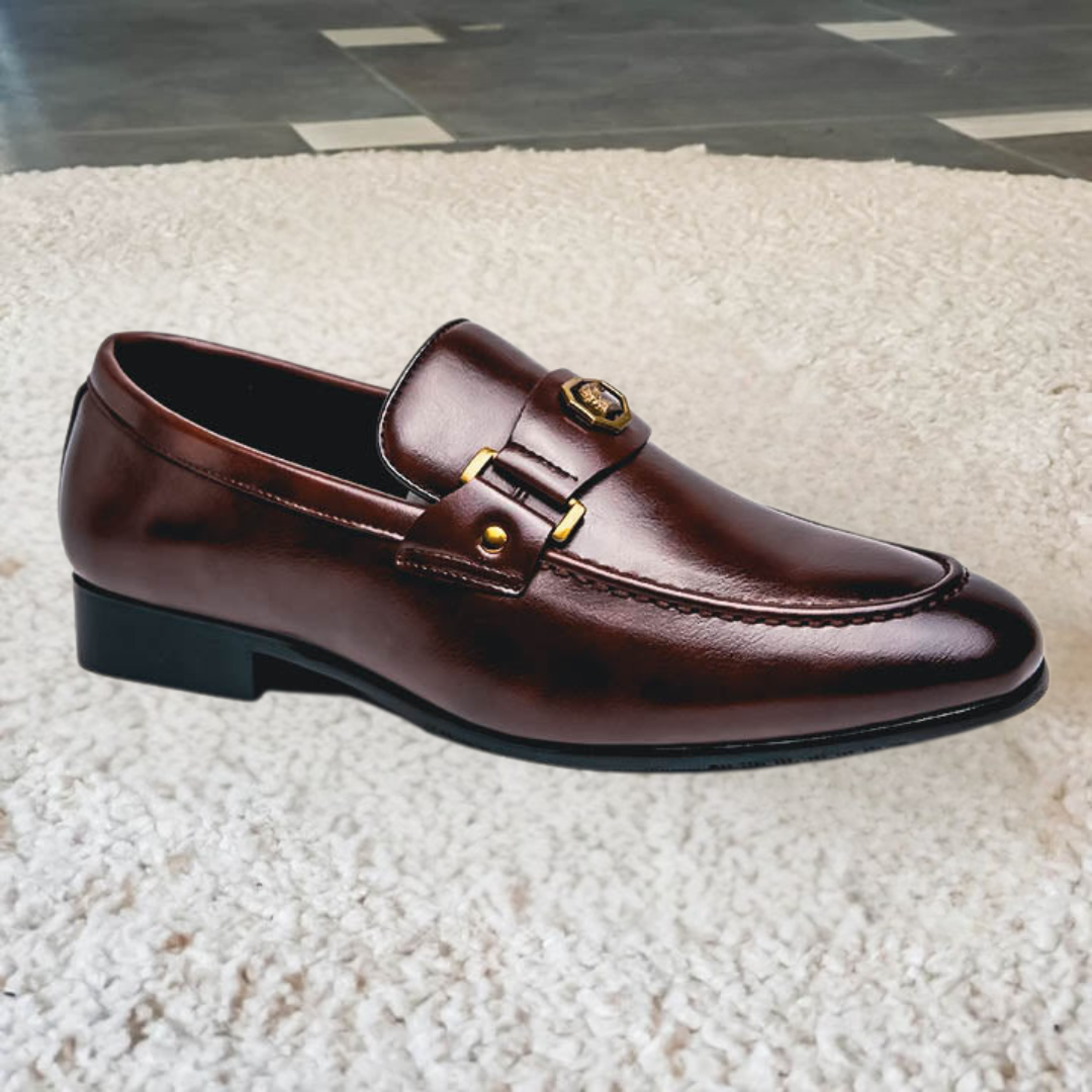 Men's Loafers Black Leather Slip-On Shoes