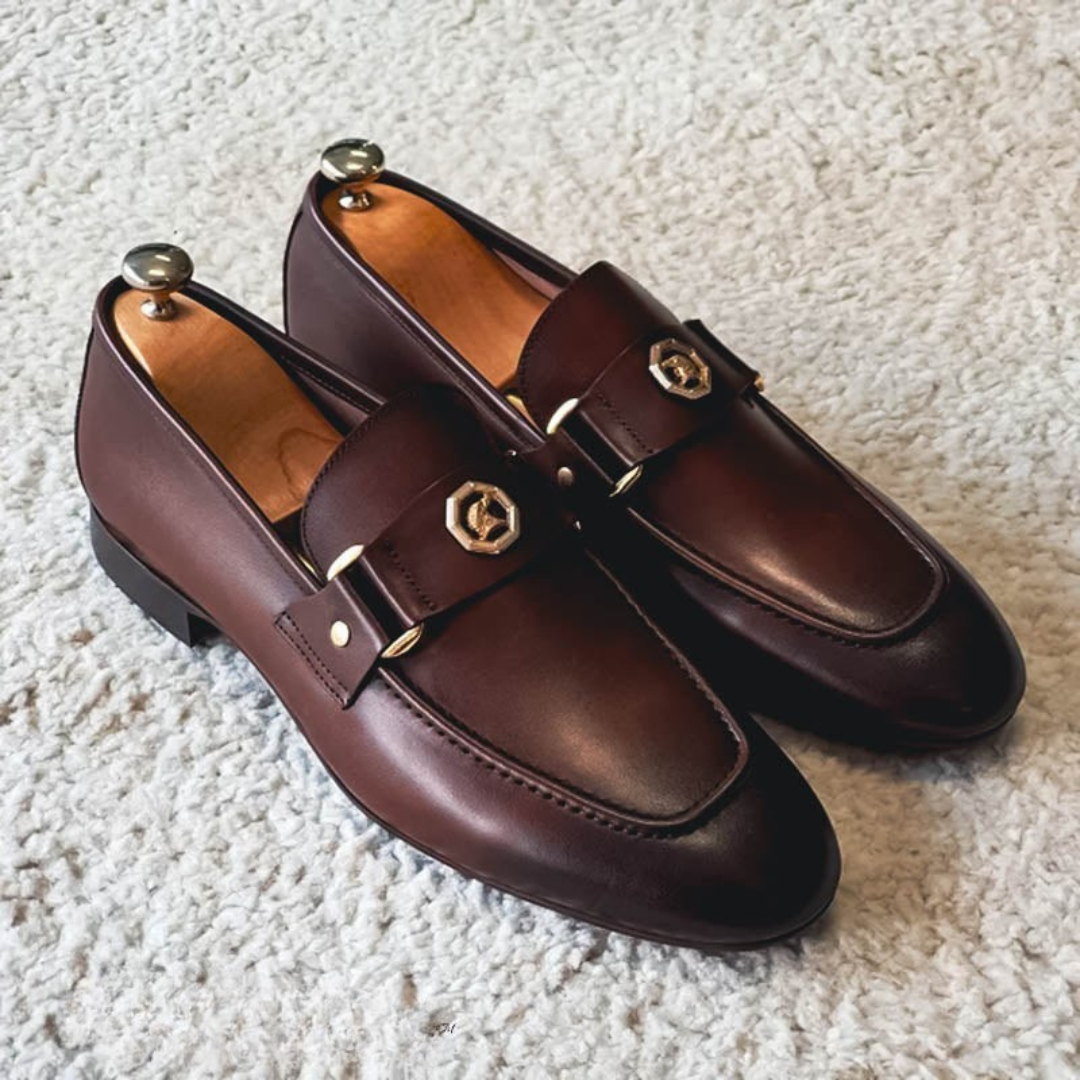 Men's Loafers Black Leather Slip-On Shoes