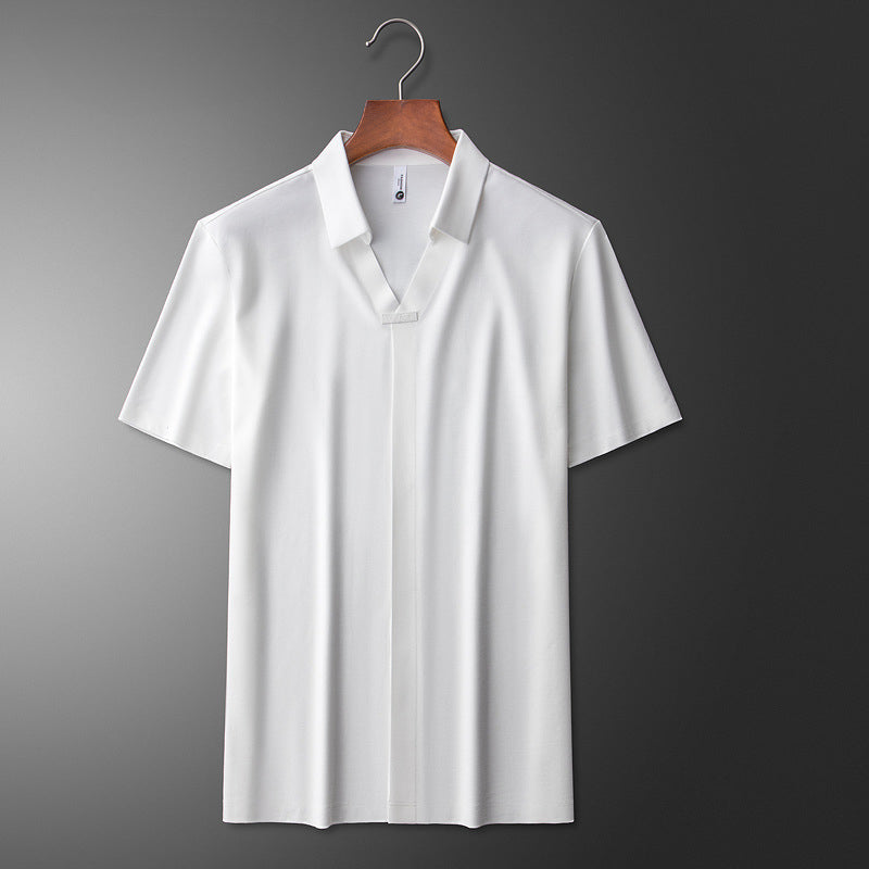 Men's Long Sleeve Polo Shirt Black Cotton Silk Blend 3