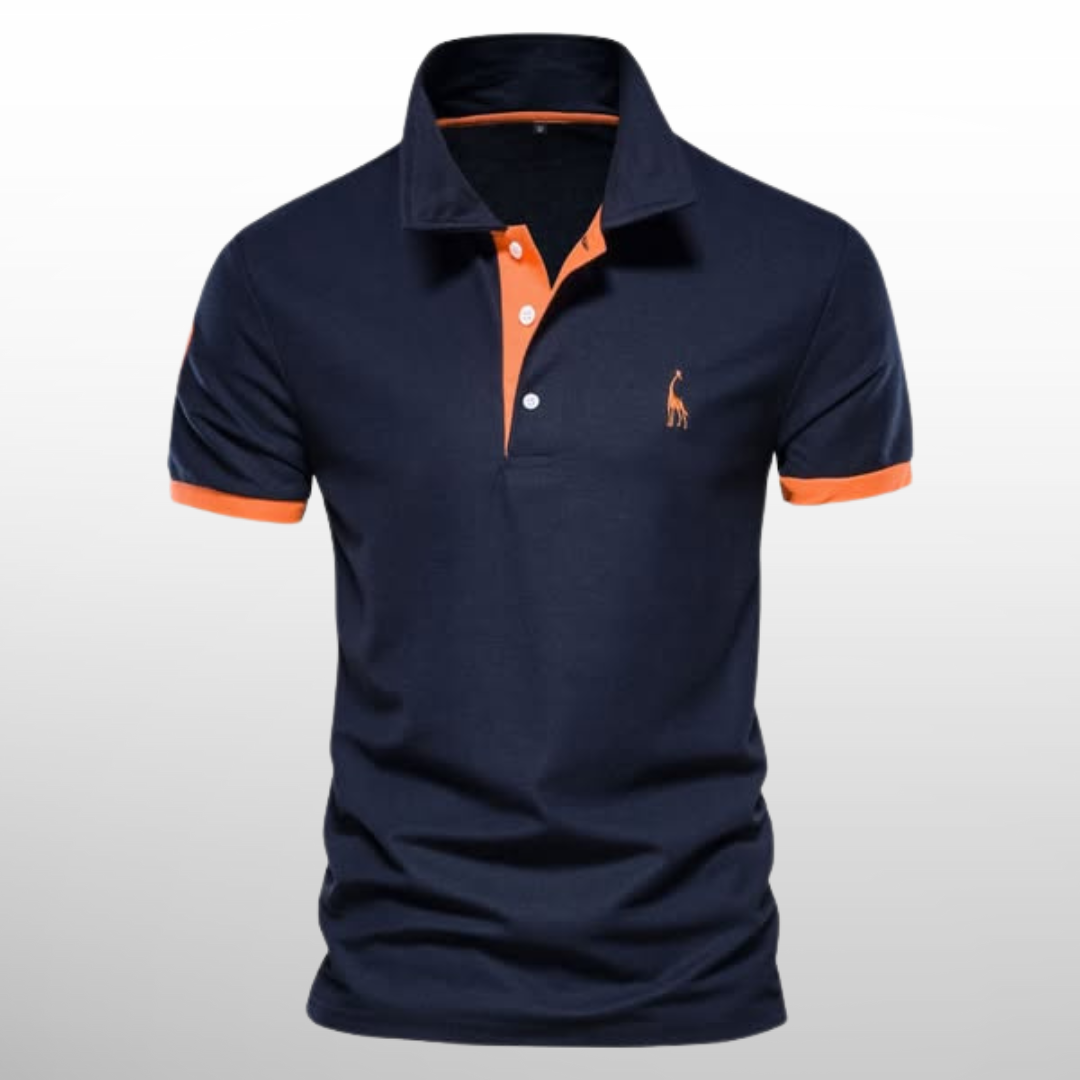 Men's Long Sleeve Polo Shirt Blue Piqué Cotton 0