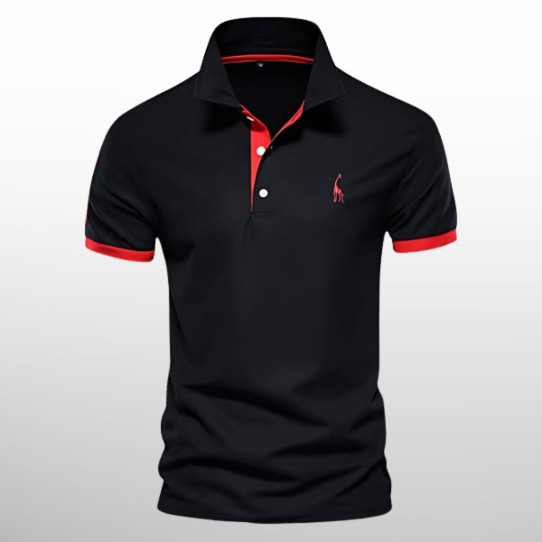 Men's Long Sleeve Polo Shirt Blue Piqué Cotton 1
