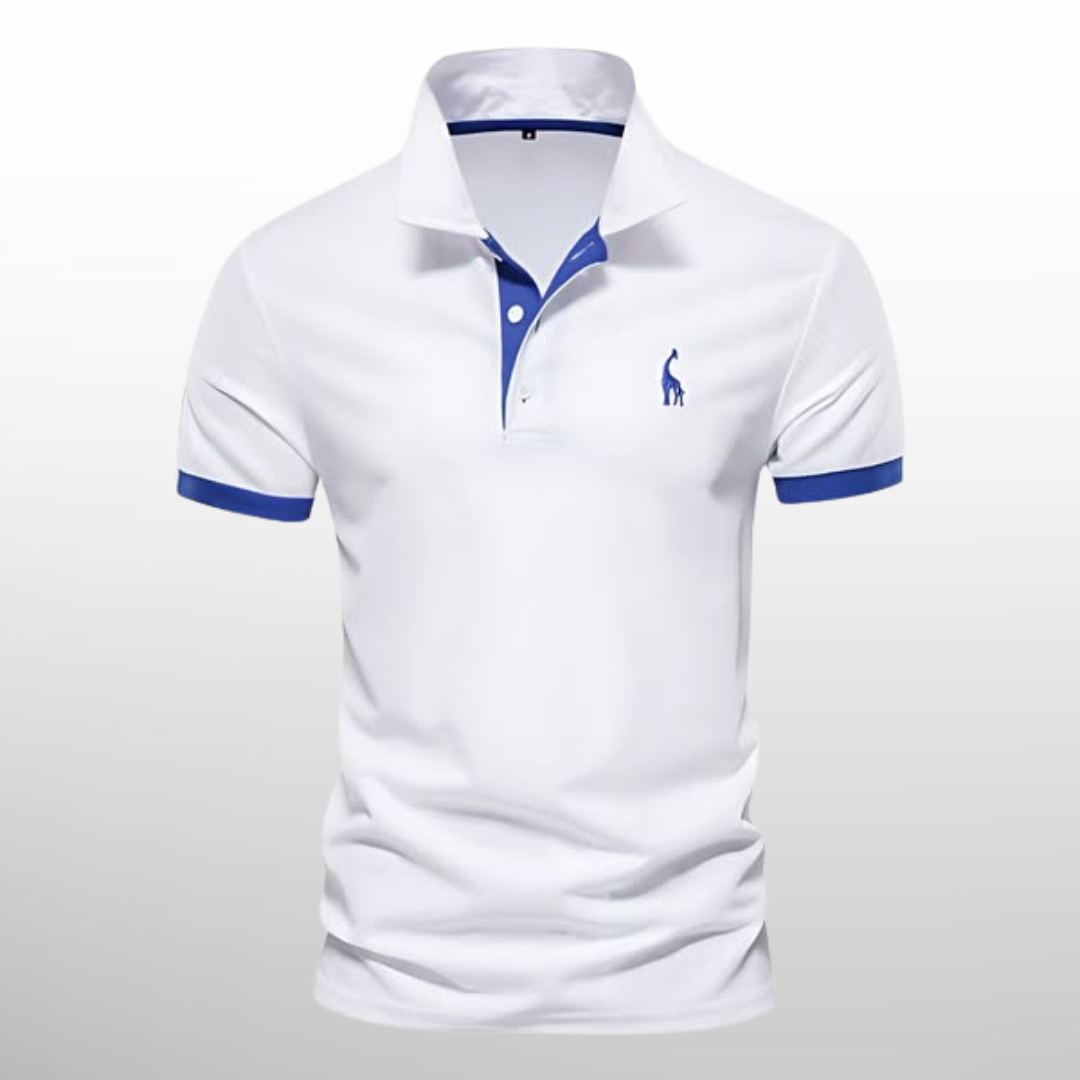 Men's Long Sleeve Polo Shirt Blue Piqué Cotton 2
