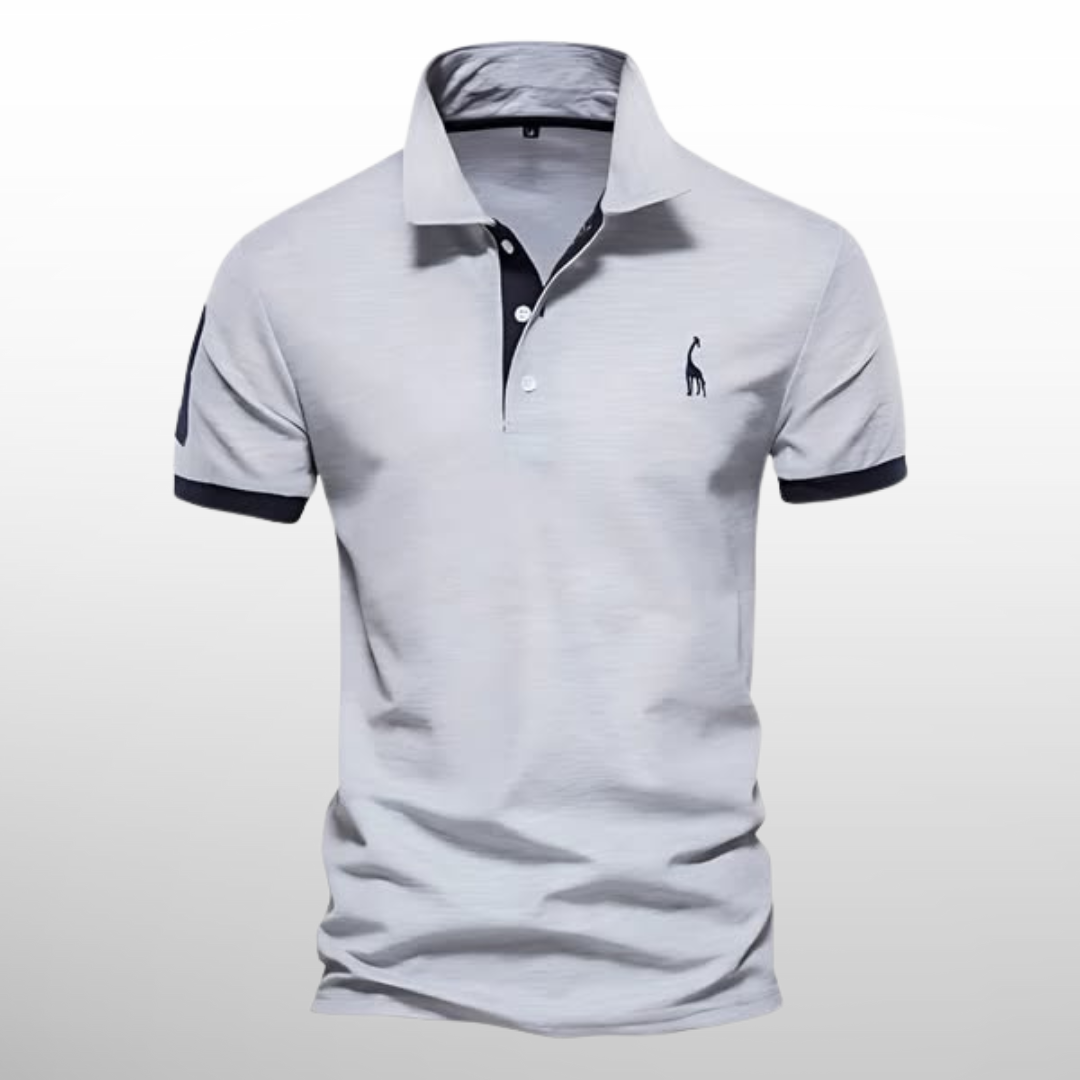 Men's Long Sleeve Polo Shirt Blue Piqué Cotton 3