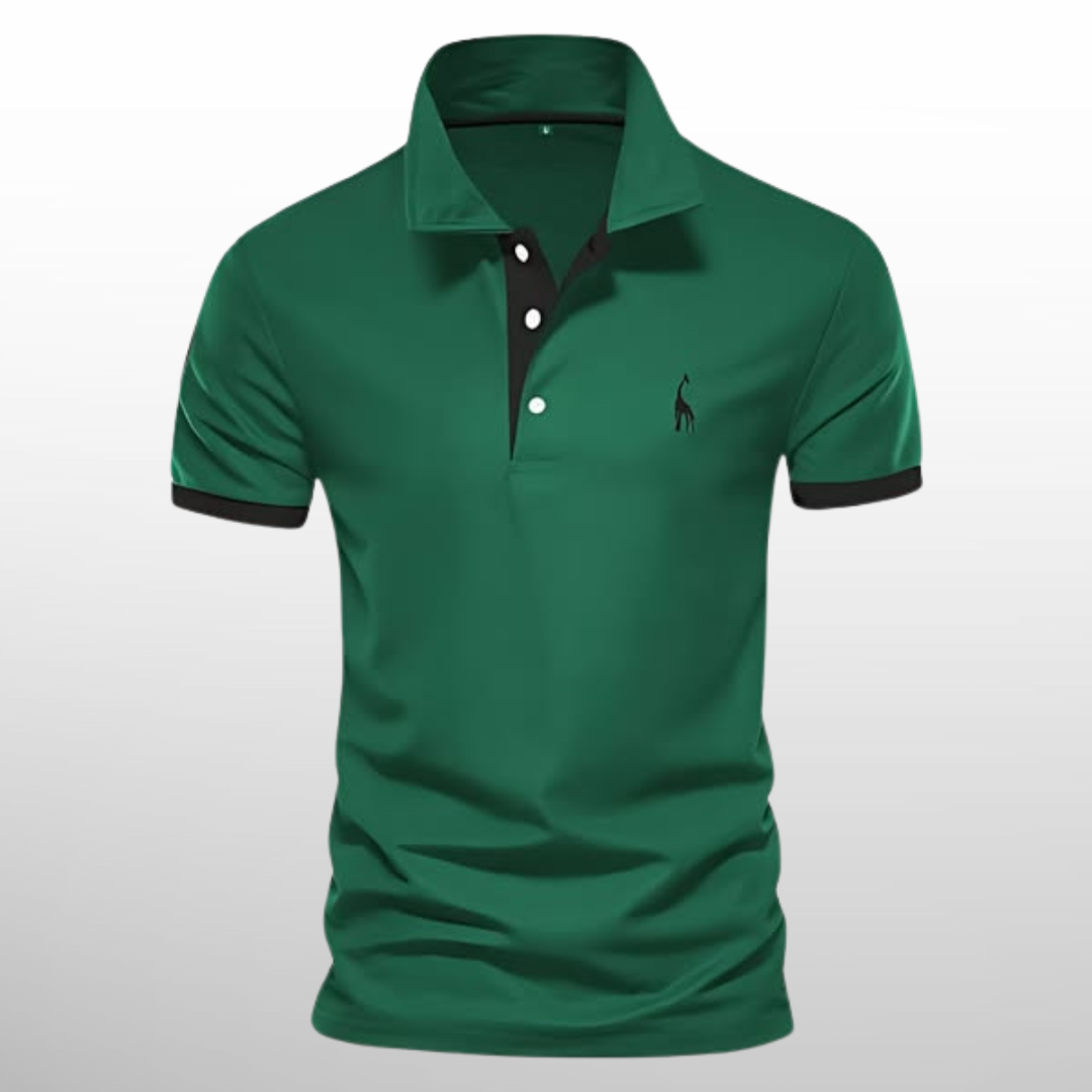 Men's Long Sleeve Polo Shirt Blue Piqué Cotton 4