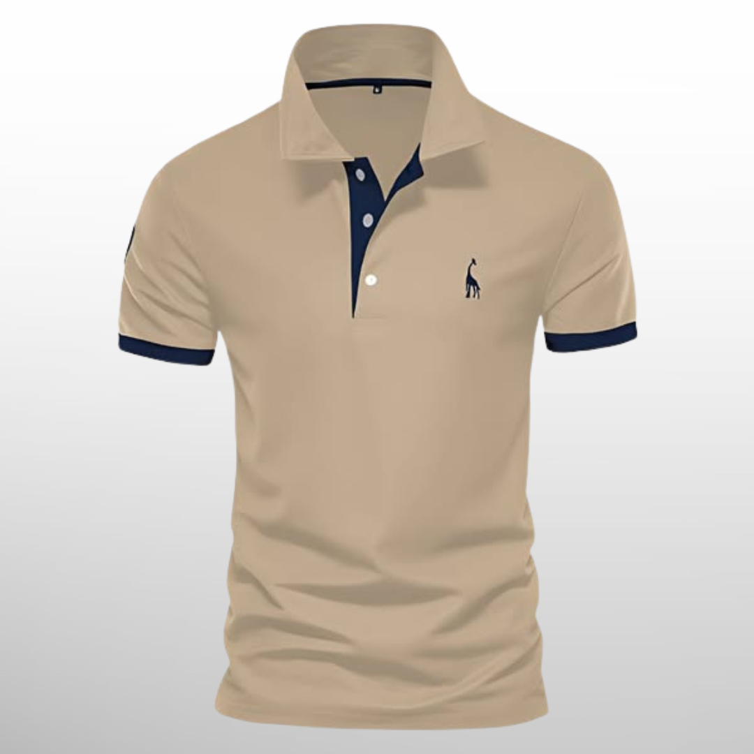 Men's Long Sleeve Polo Shirt Blue Piqué Cotton 5