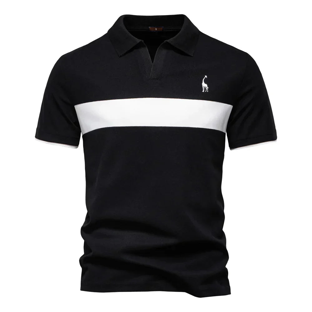 Men's Long Sleeve Polo Shirt Navy Cotton