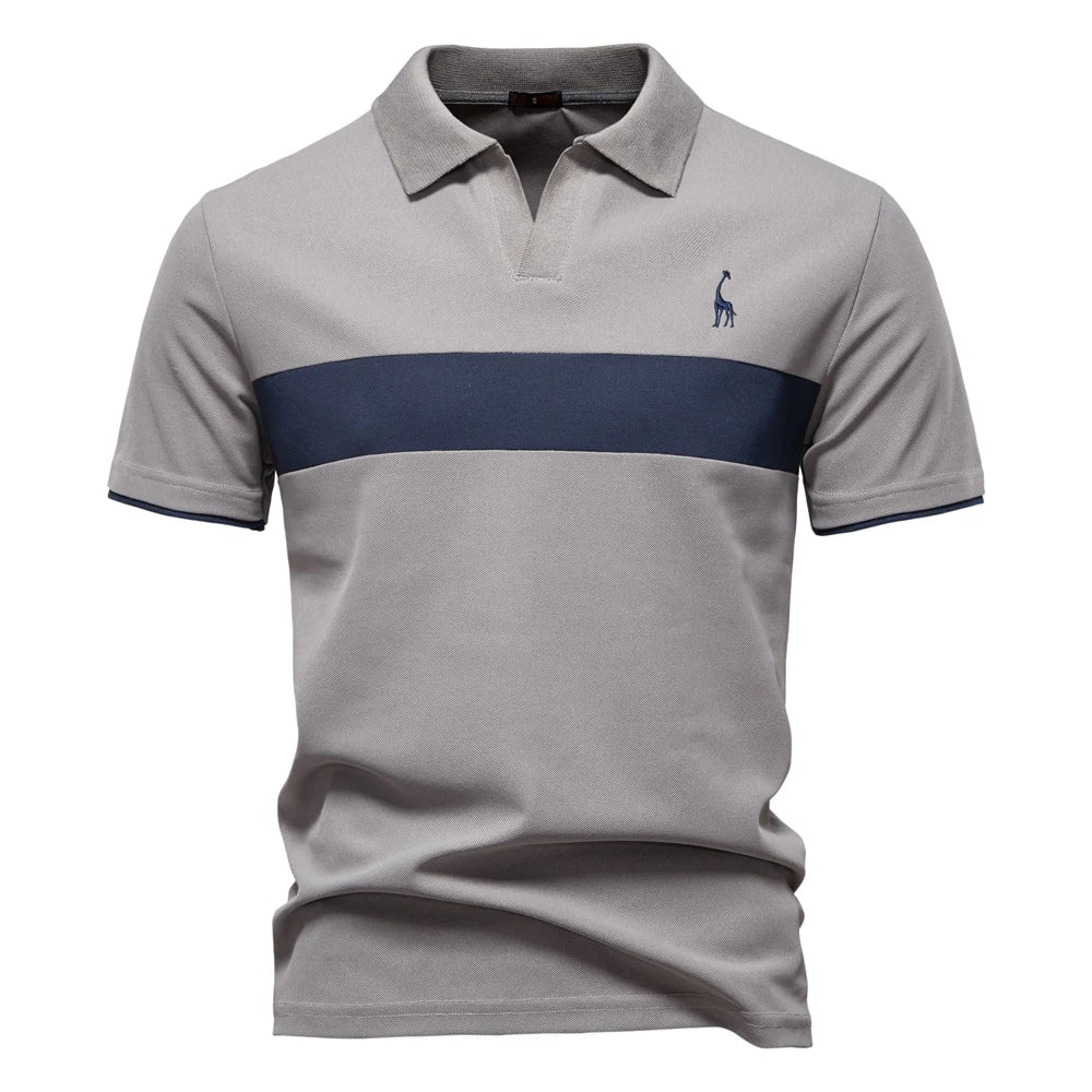 Men's Long Sleeve Polo Shirt Navy Cotton