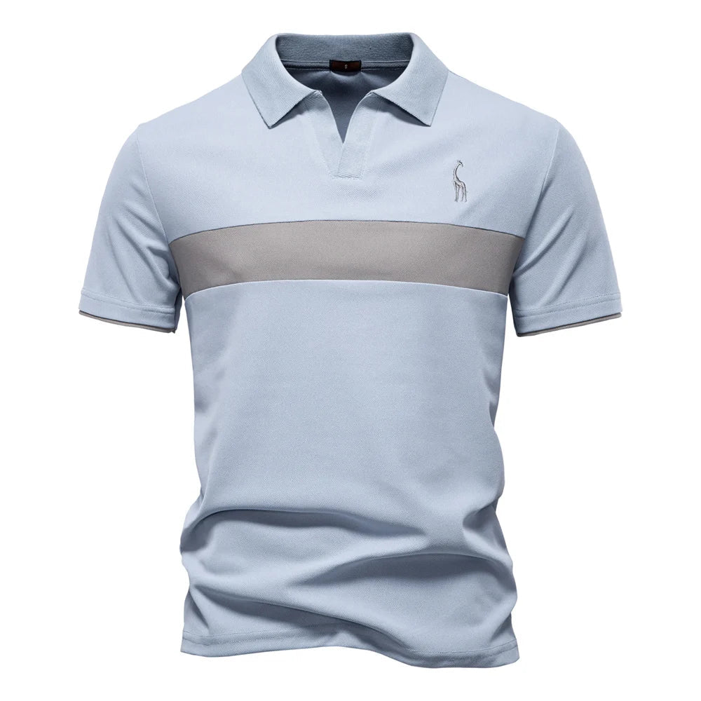 Men's Long Sleeve Polo Shirt Navy Cotton