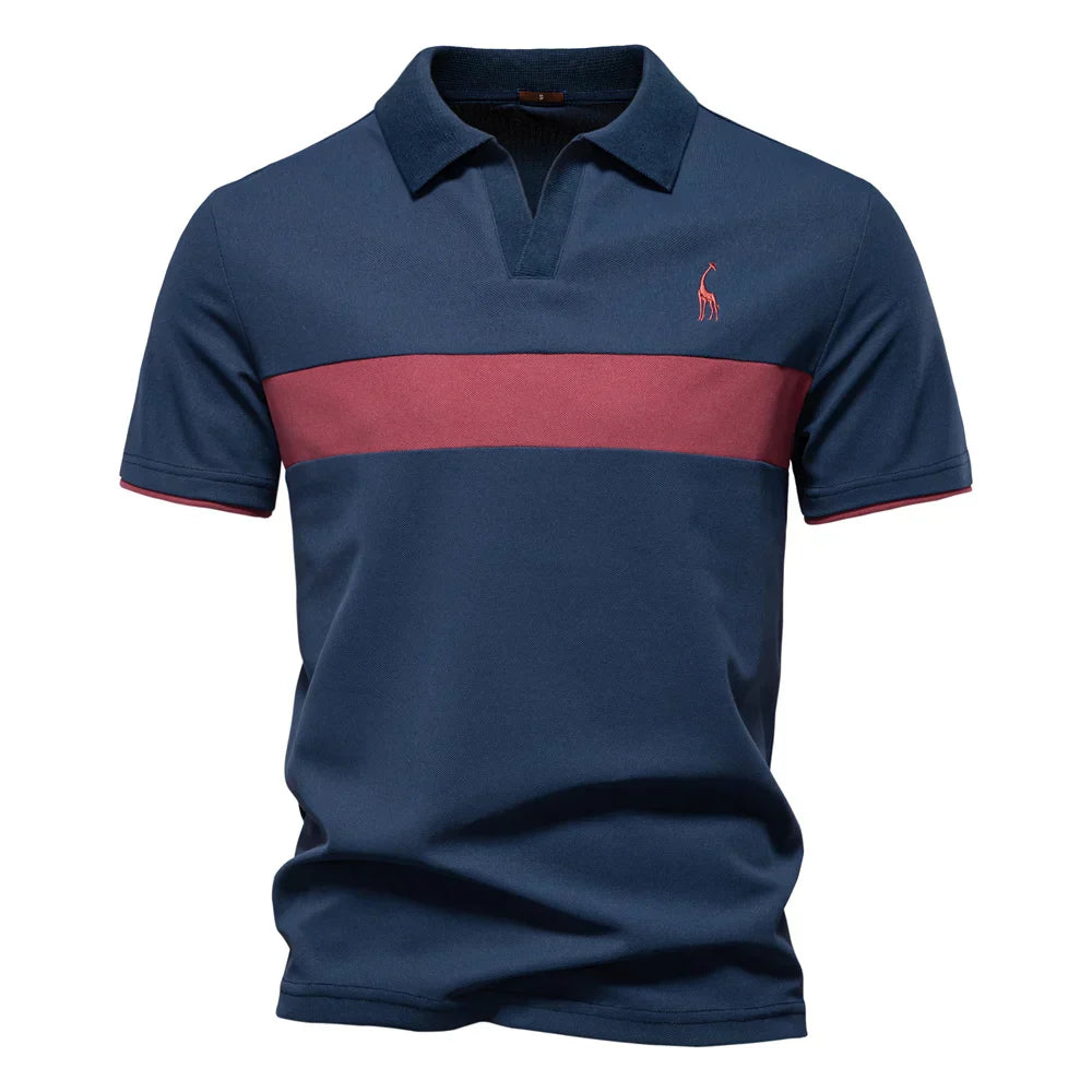 Men's Long Sleeve Polo Shirt Navy Cotton