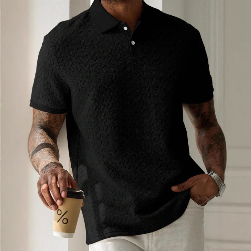 Men's Long Sleeve Polo Shirt Navy Cotton
