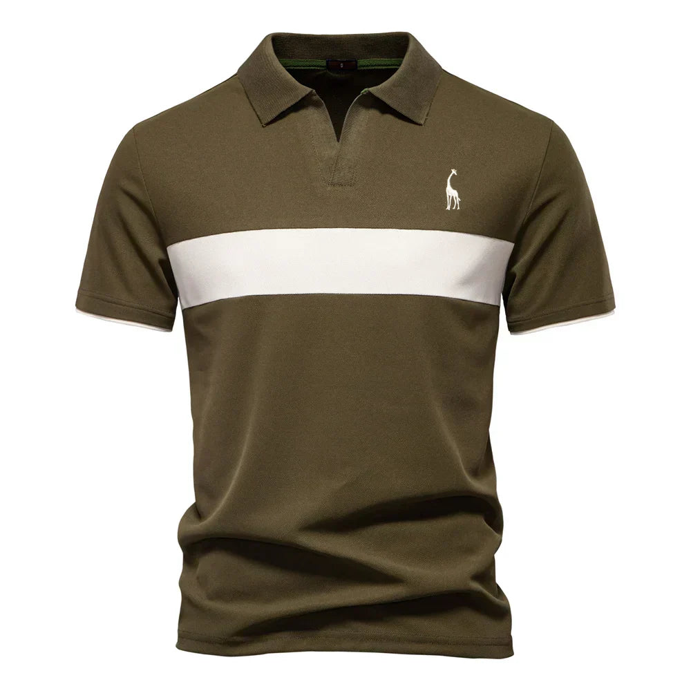 Men's Long Sleeve Polo Shirt Navy Cotton
