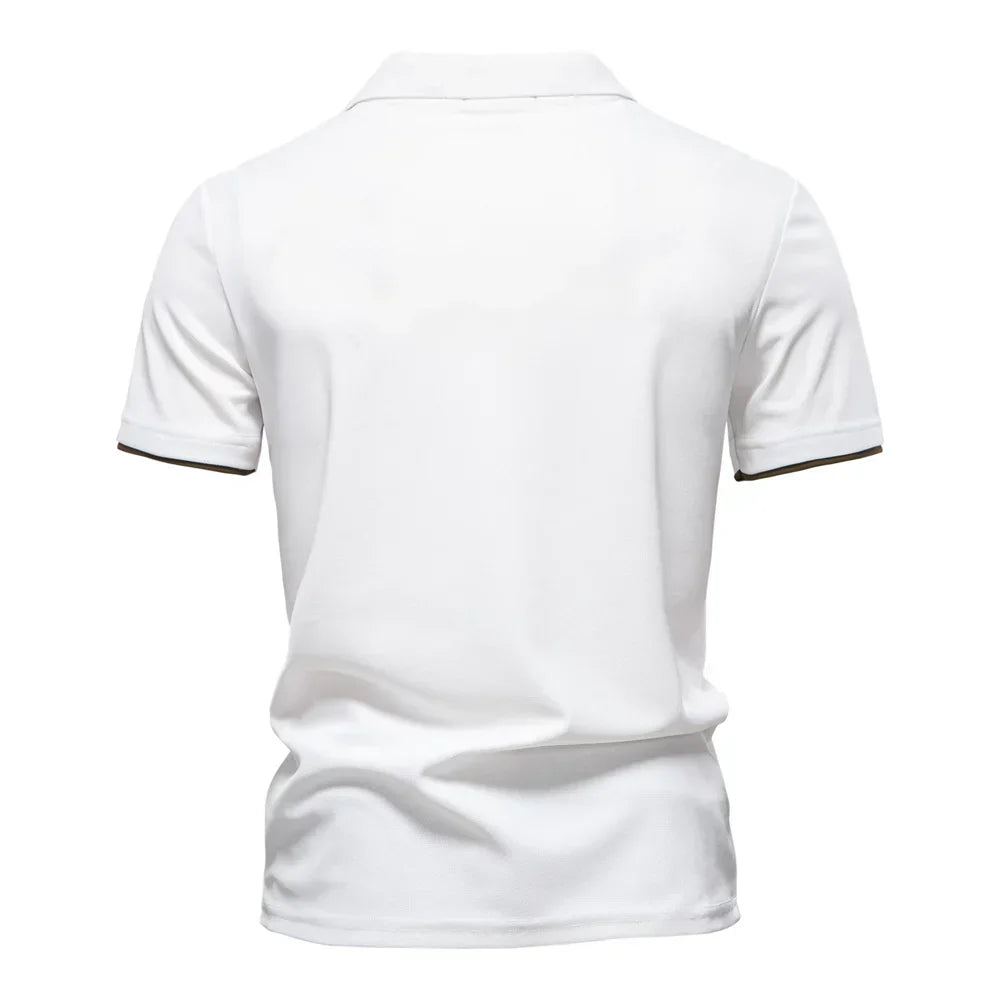 Men's Long Sleeve Polo Shirt Navy Cotton