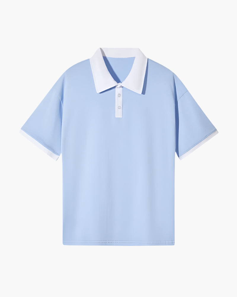 Men's Long Sleeve Polo Shirt White Cotton Blend 4