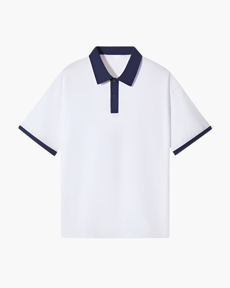 Men's Long Sleeve Polo Shirt White Cotton Blend 6