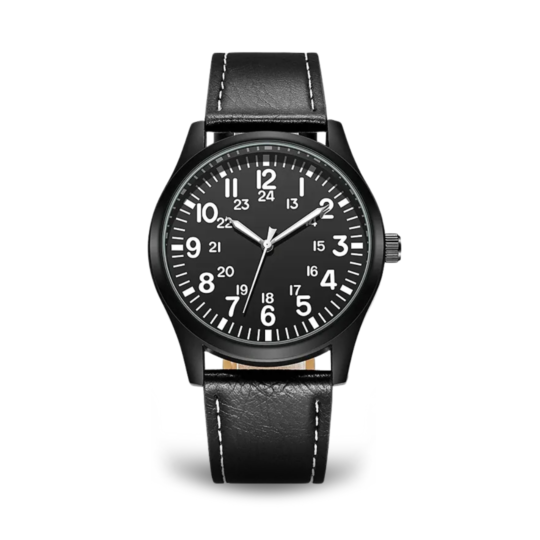 Men's Military Field Watch Black Fabric Quartz 42mm