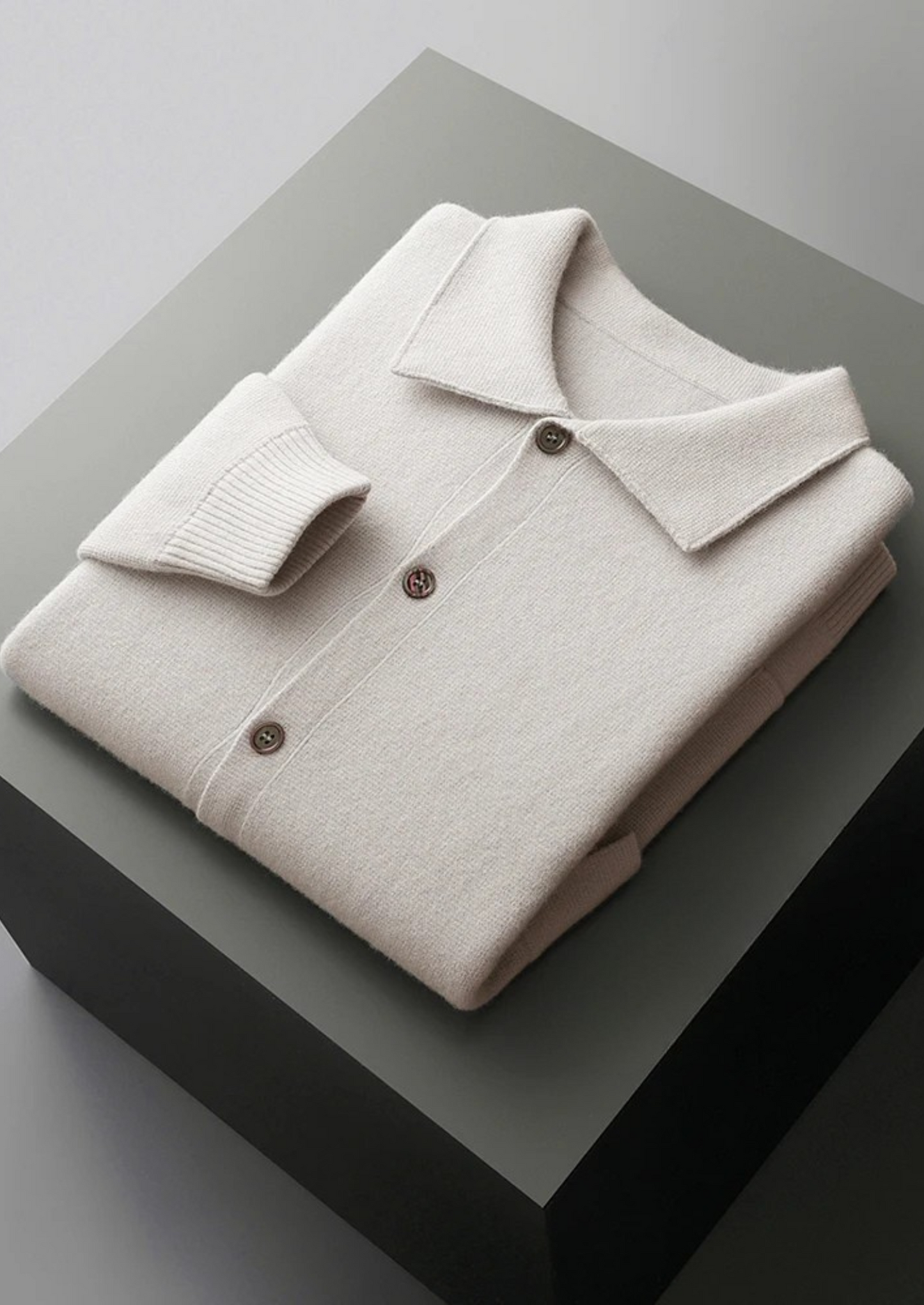 Men's Overshirt Grey Merino Wool Button-Up Extra-Fine 8
