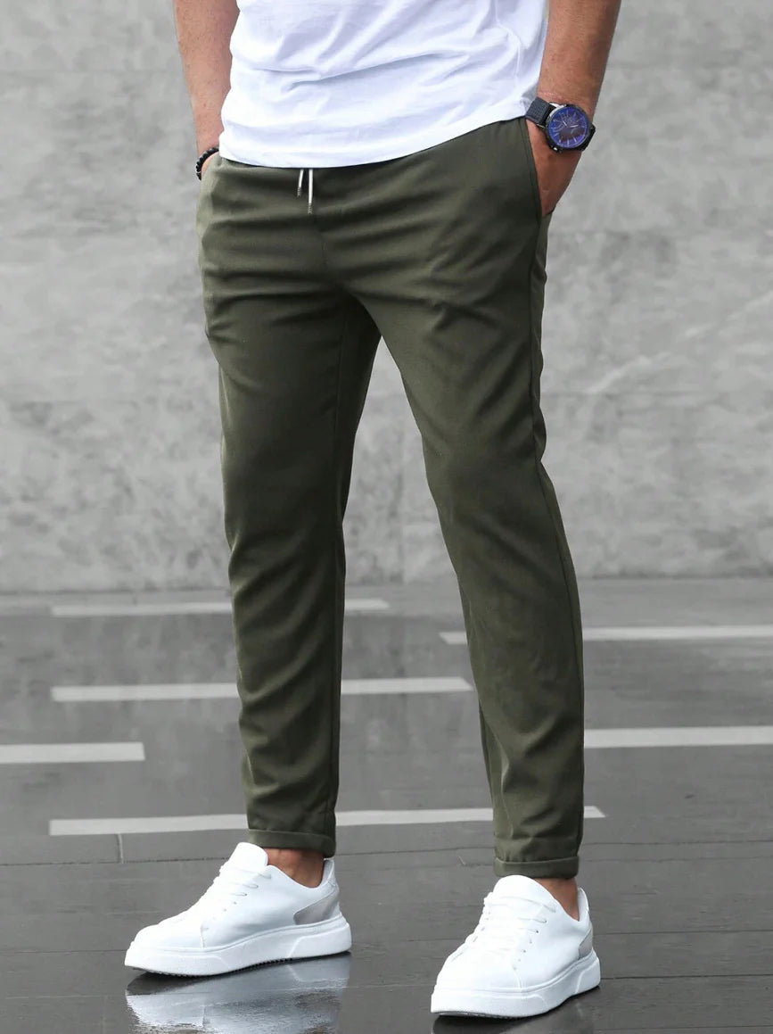 Men's Pants Black Stretch Fabric Tailored Fit