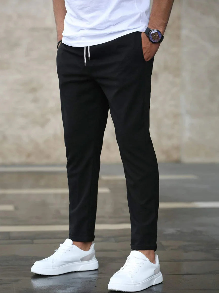 Men's Pants Black Stretch Fabric Tailored Fit