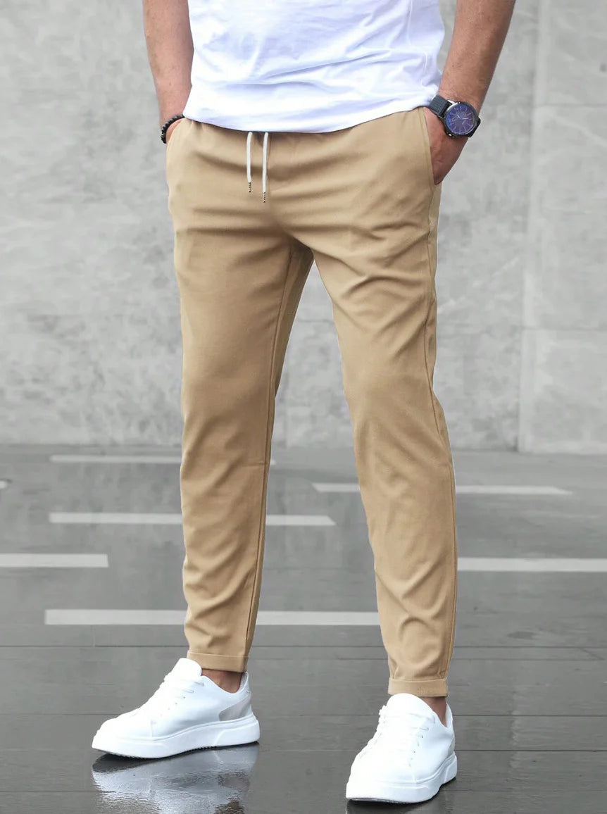 Men's Pants Black Stretch Fabric Tailored Fit