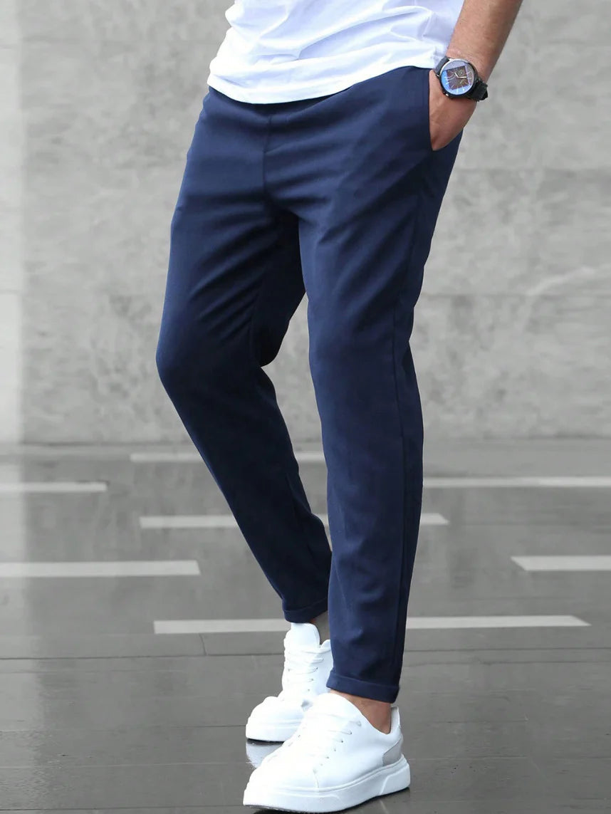 Men's Pants Black Stretch Fabric Tailored Fit