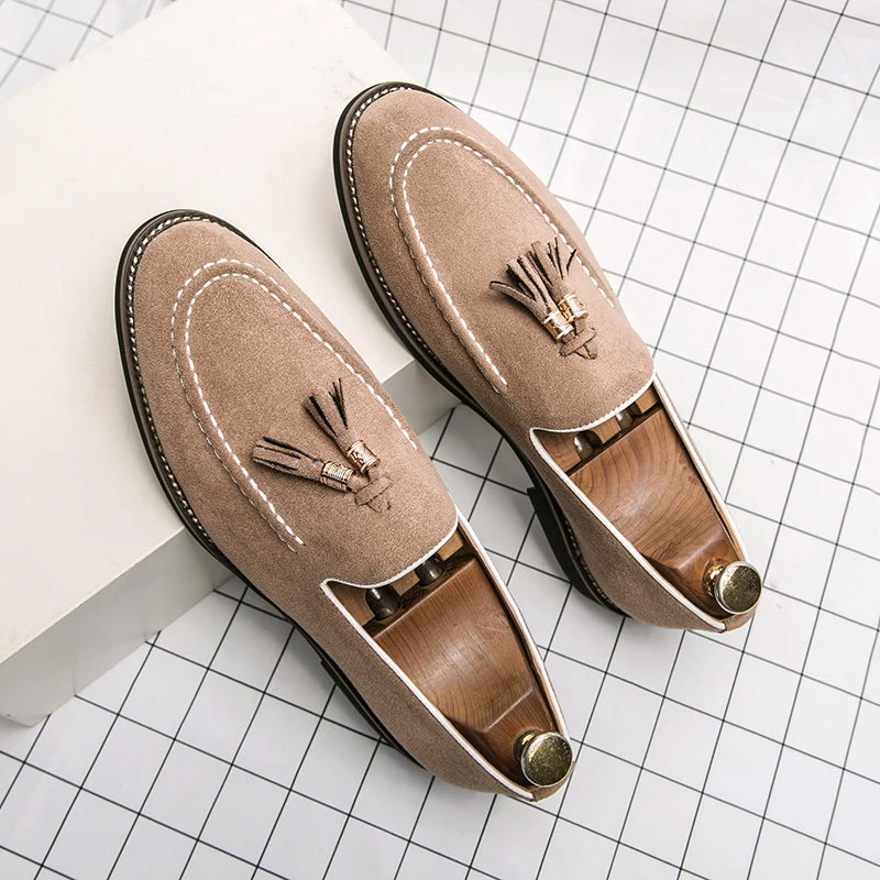 Men's Penny Loafers Black Leather with Tassel Detail