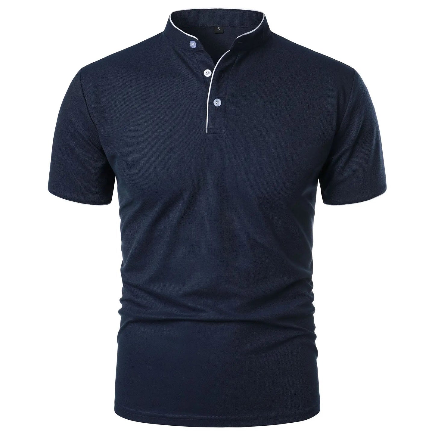 Men's Polo Shirt Black Stretch Cotton Casual Slim Fit