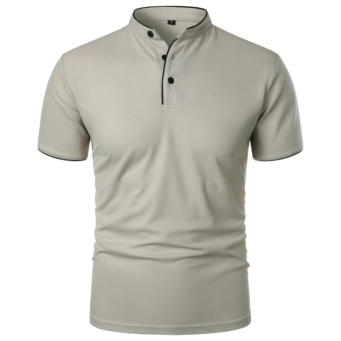 Men's Polo Shirt Black Stretch Cotton Casual Slim Fit