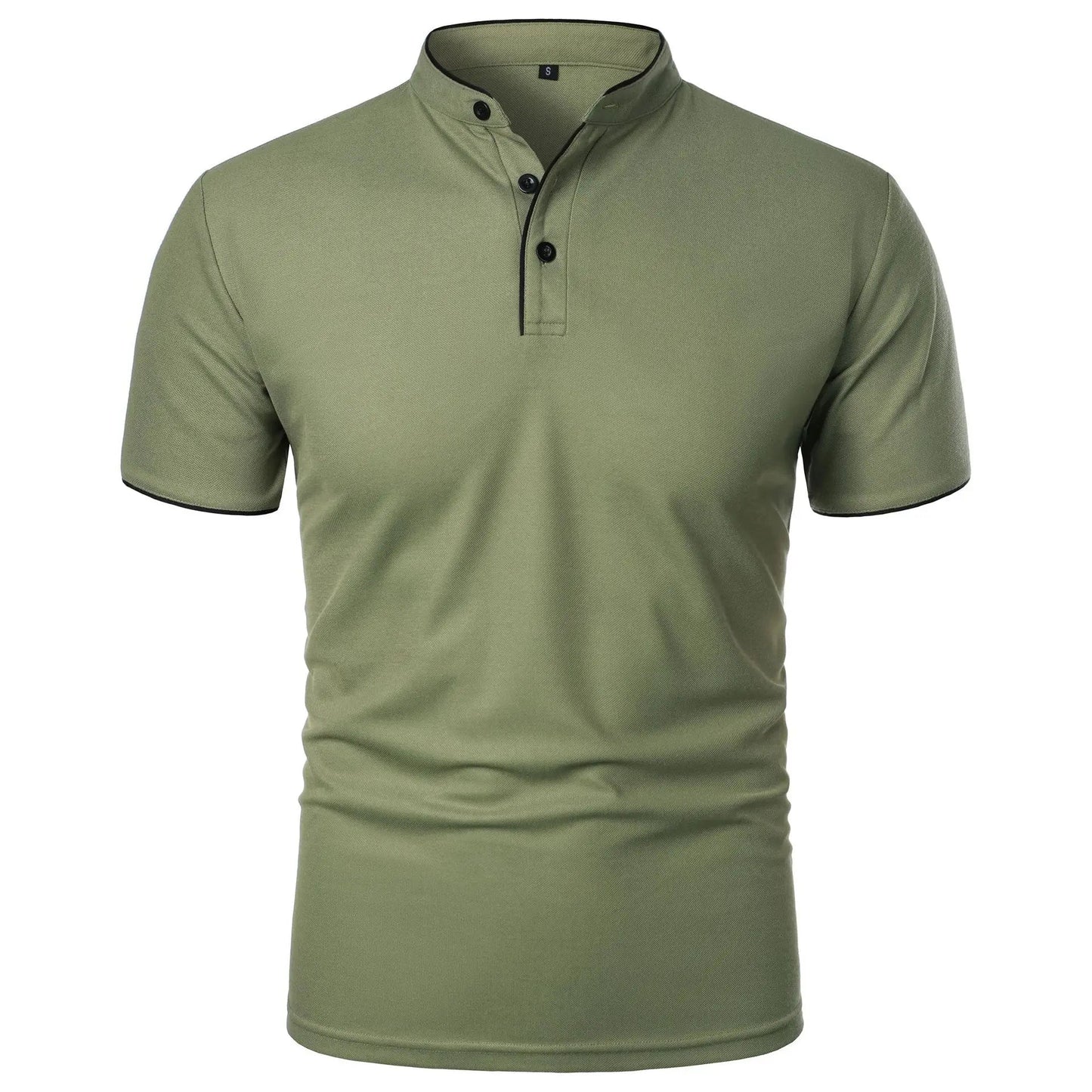 Men's Polo Shirt Black Stretch Cotton Casual Slim Fit