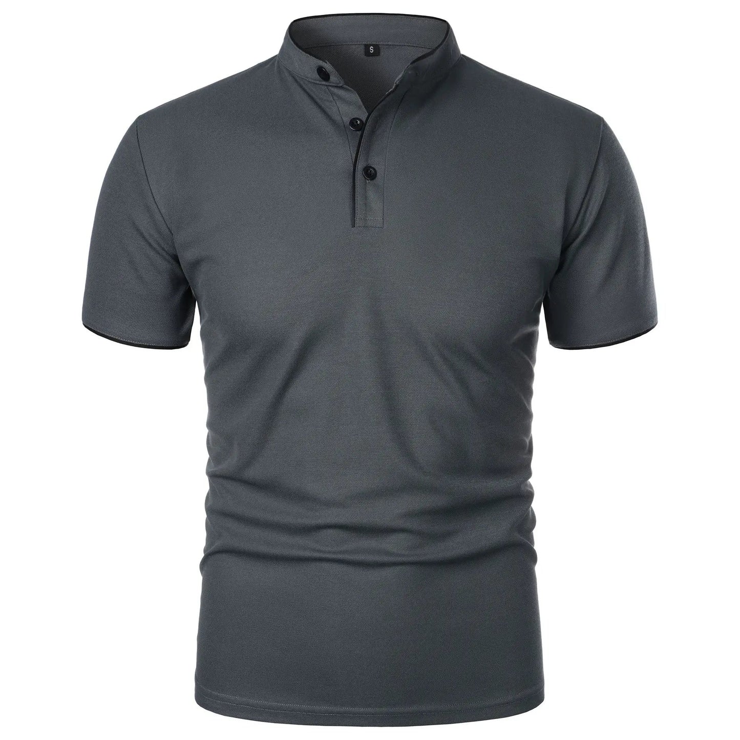 Men's Polo Shirt Black Stretch Cotton Casual Slim Fit
