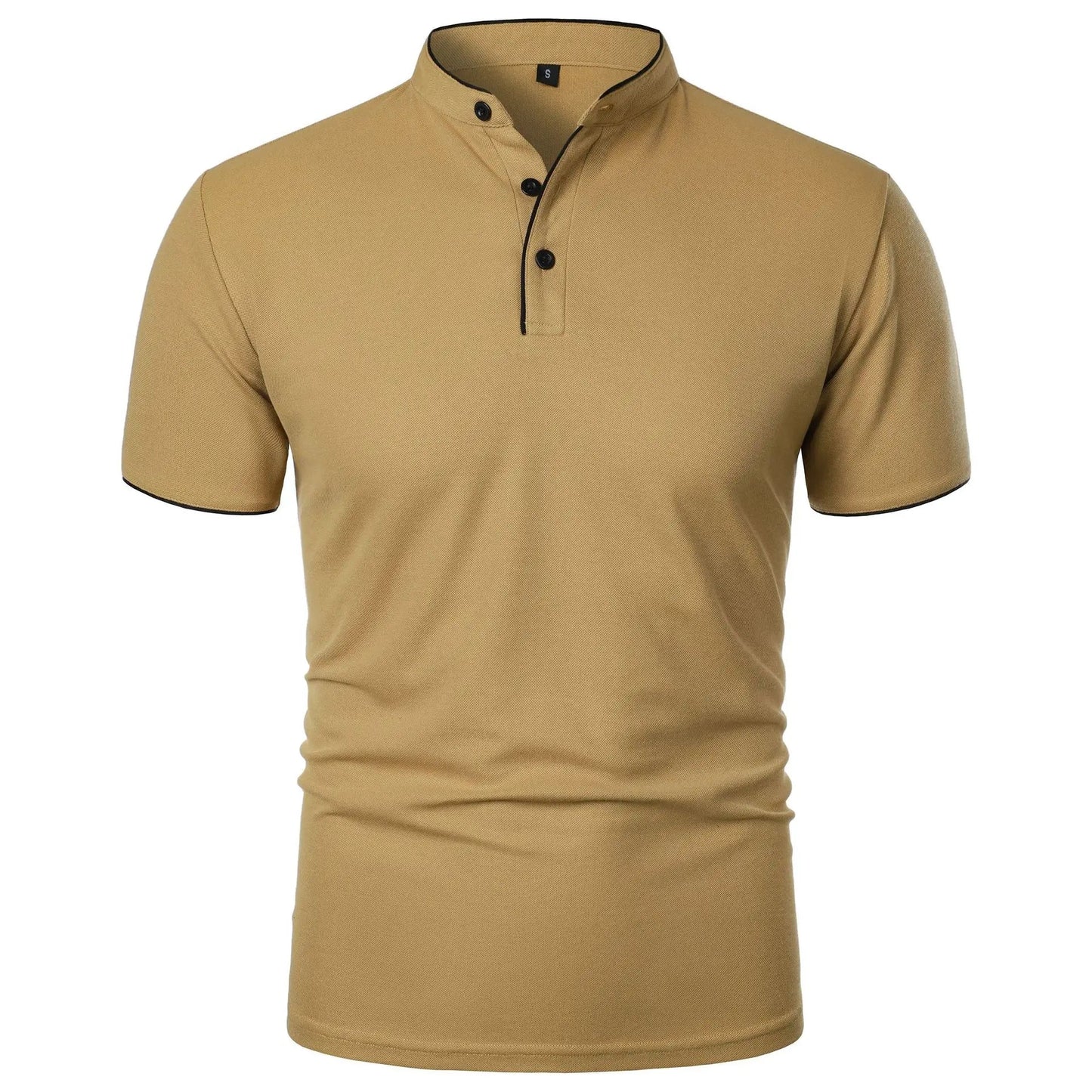 Men's Polo Shirt Black Stretch Cotton Casual Slim Fit