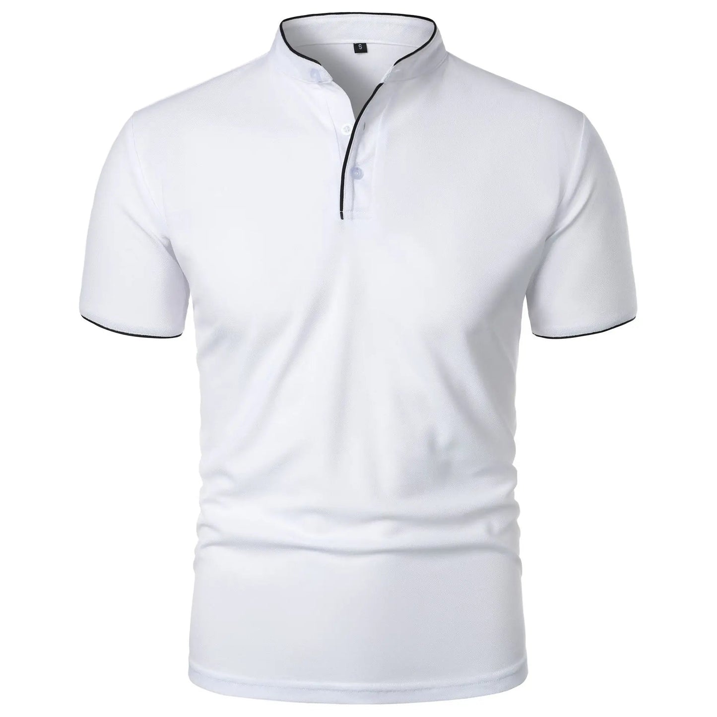 Men's Polo Shirt Black Stretch Cotton Casual Slim Fit