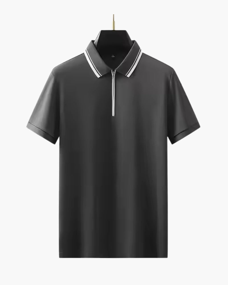 Men's Polo Shirt Grey Heavy Knit Half-Zip 1