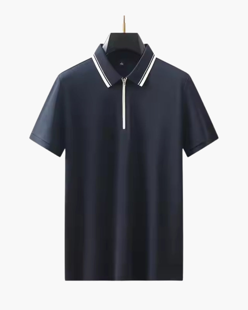 Men's Polo Shirt Grey Heavy Knit Half-Zip 3