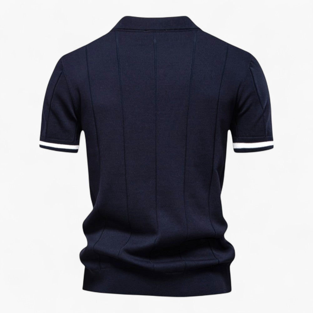 Men's Polo Shirt Light Blue Viscose Blend Zipper Collar 3