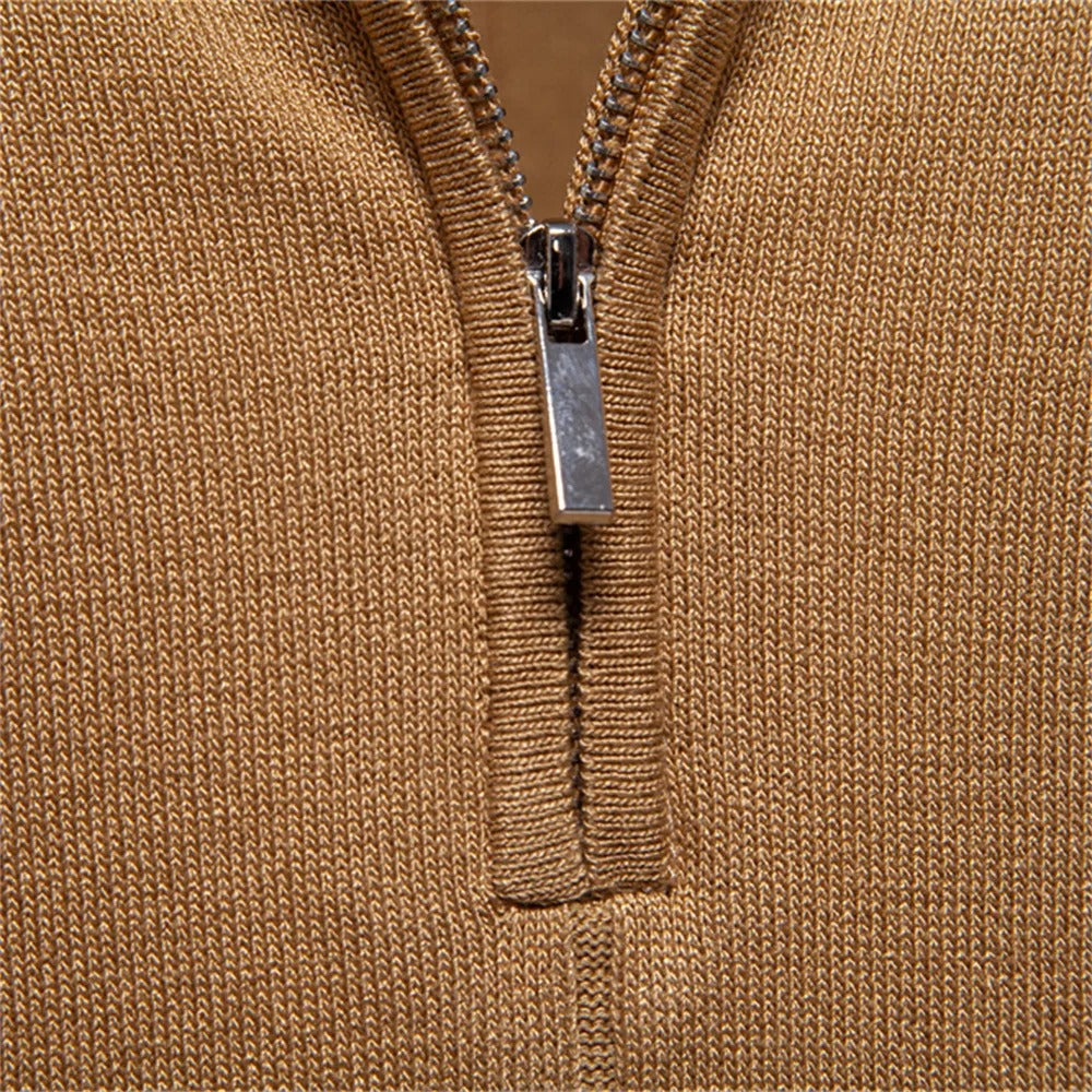 Men's Polo Shirt Light Blue Viscose Blend Zipper Collar 7