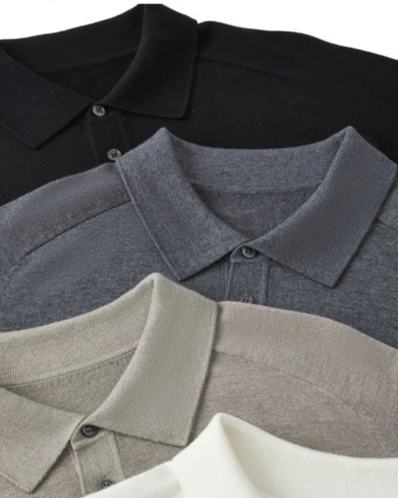 Men's Polo Shirt Navy 100% Wool 2
