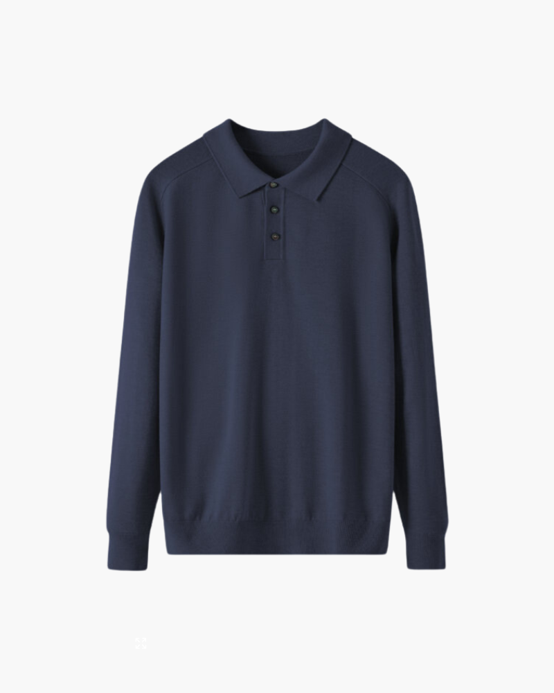 Men's Polo Shirt Navy 100% Wool 4