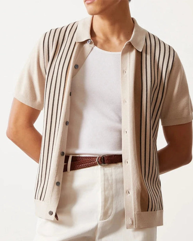 Men's Polo Shirt Striped Lightweight Cotton 1