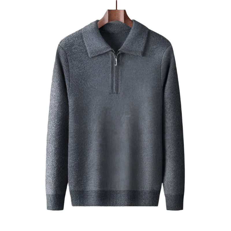 Men's Quarter-Zip Sweater Beige 100% Cashmere