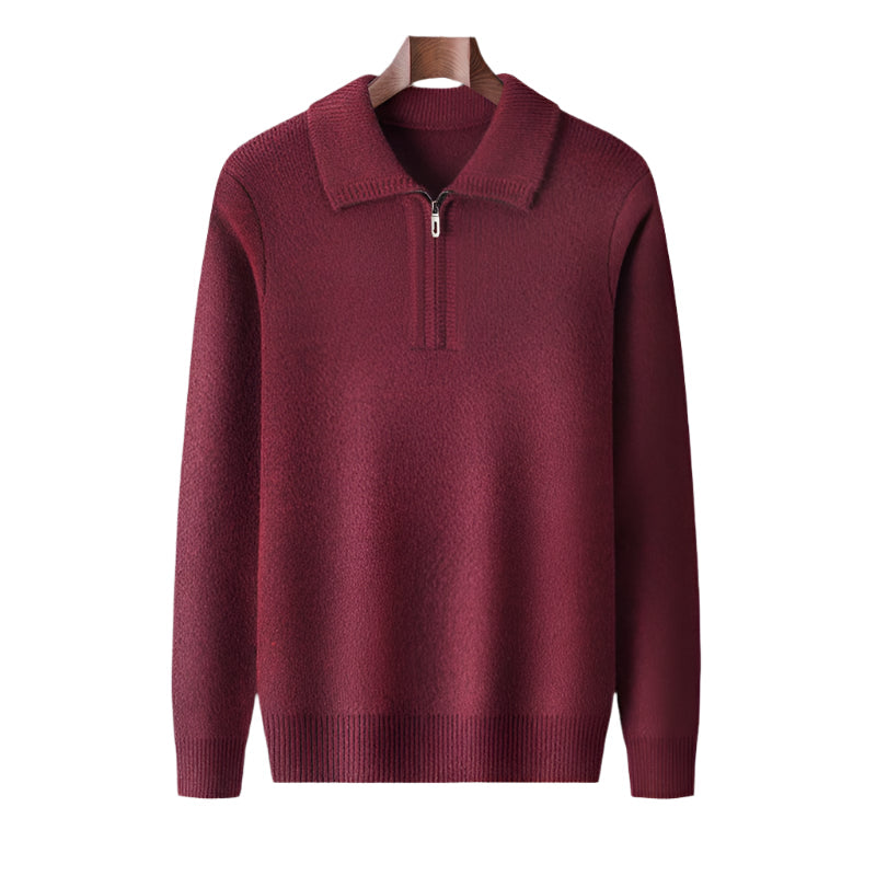 Men's Quarter-Zip Sweater Beige 100% Cashmere