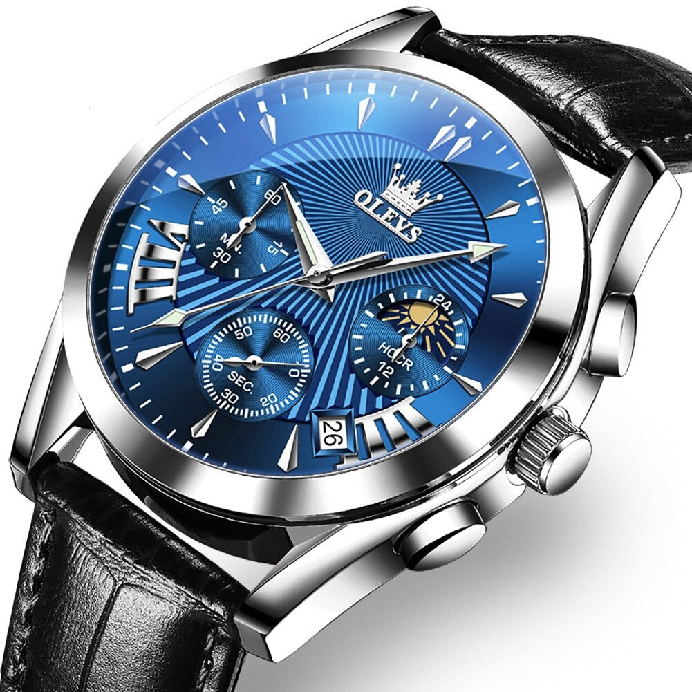 Men's Quartz Watch – Moon Phase Display