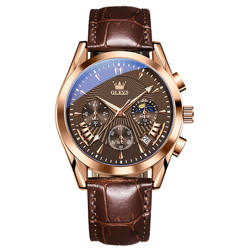Men's Quartz Watch – Moon Phase Display