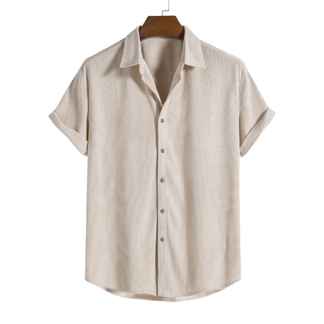 Men's Short Sleeve Shirt White Lightweight Cotton