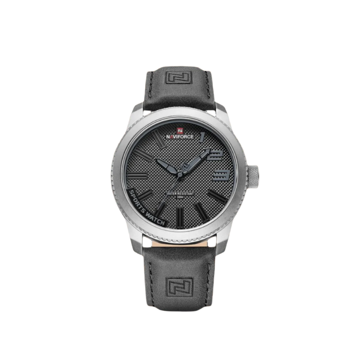 Men's Sport Watch Black Leather 46mm