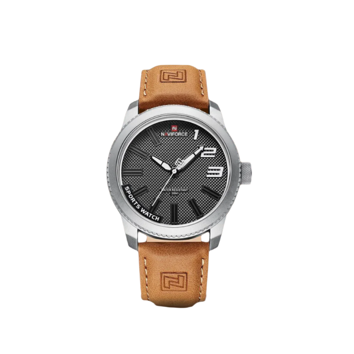 Men's Sport Watch Black Leather 46mm