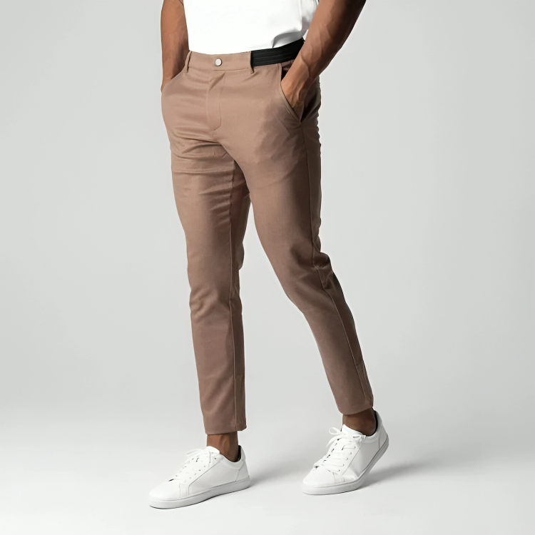 Men's Stretch Chino Pants Beige Cotton 8