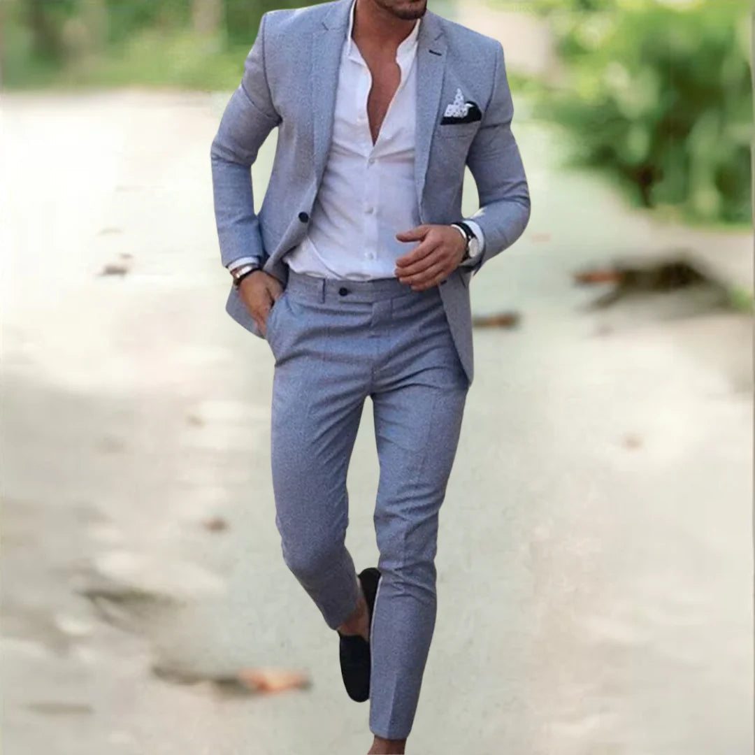 Men's Suit Black Polyester Tailored Fit