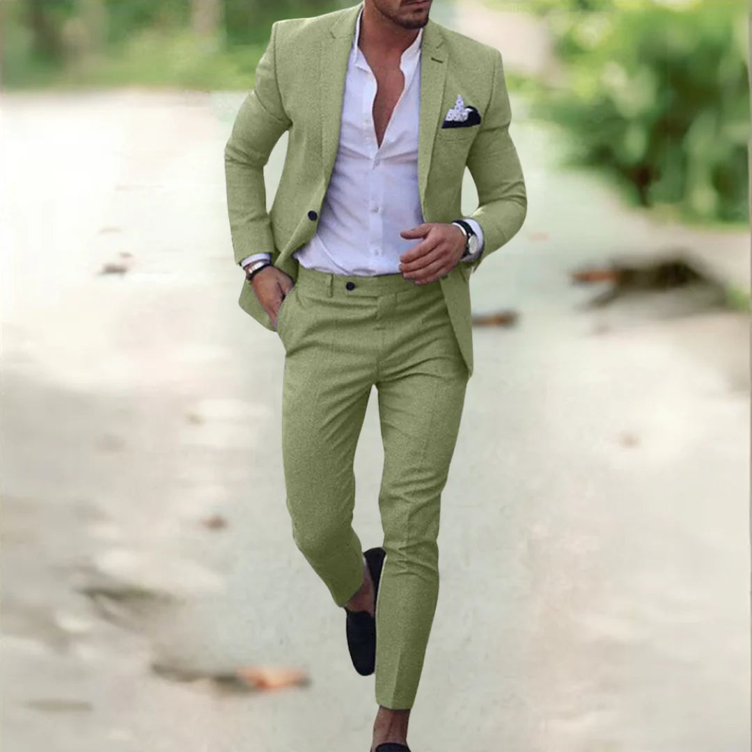 Men's Suit Black Polyester Tailored Fit