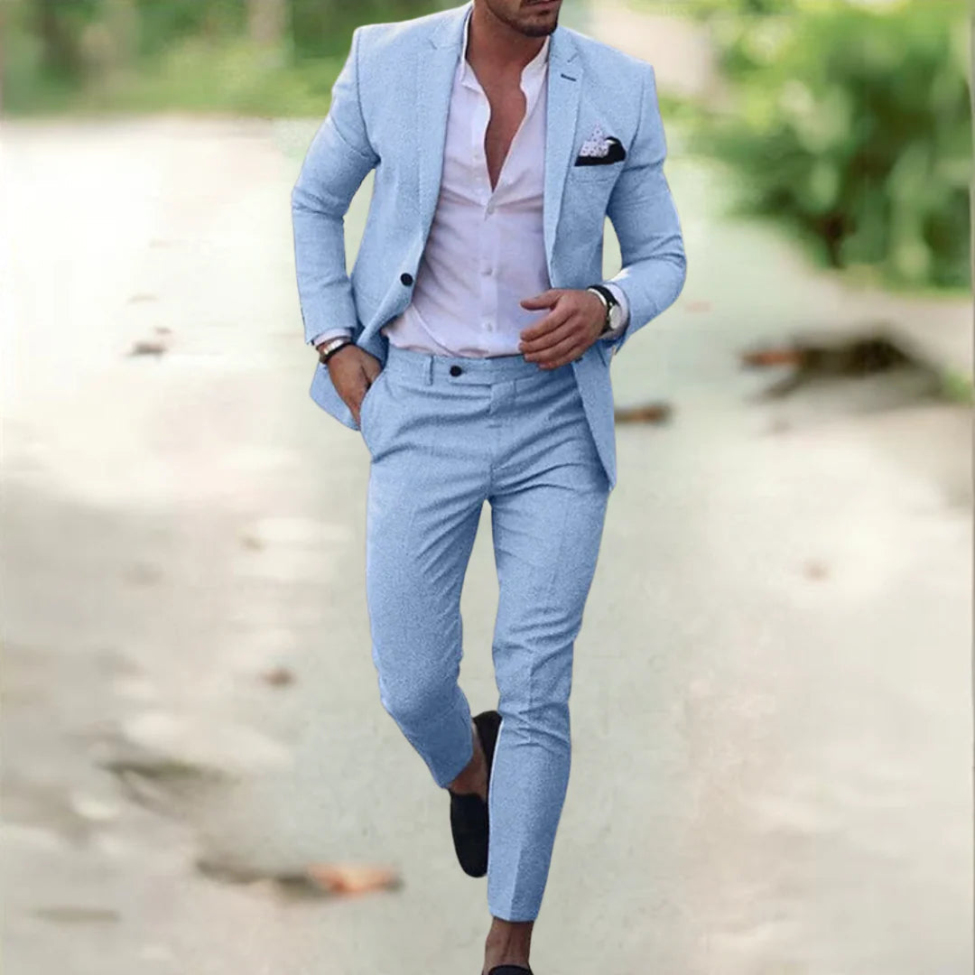 Men's Suit Black Polyester Tailored Fit