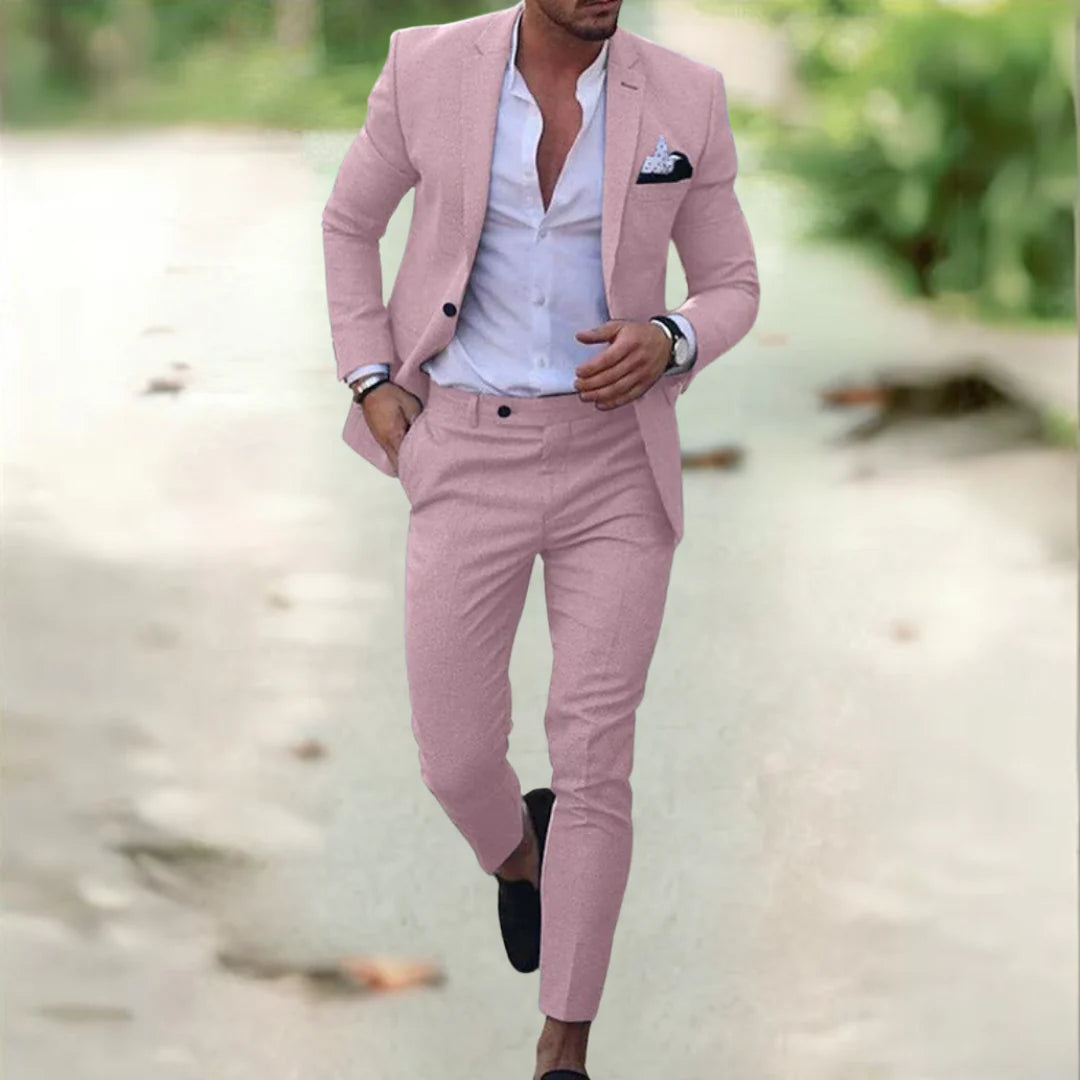 Men's Suit Black Polyester Tailored Fit